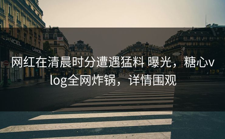 网红在清晨时分遭遇猛料 曝光，糖心vlog全网炸锅，详情围观