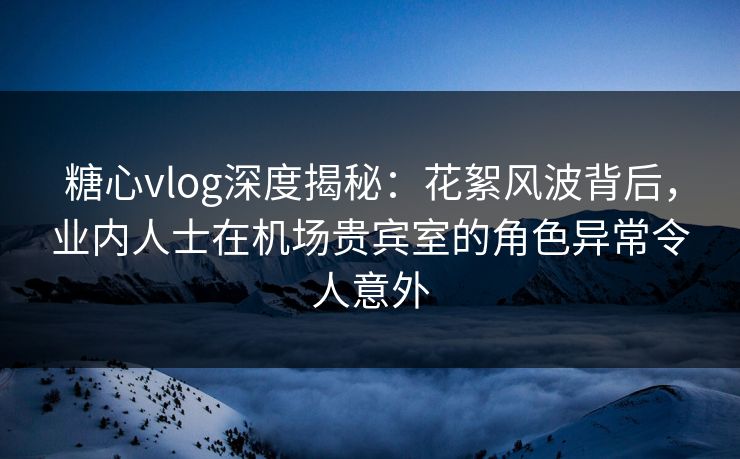 糖心vlog深度揭秘：花絮风波背后，业内人士在机场贵宾室的角色异常令人意外  第1张