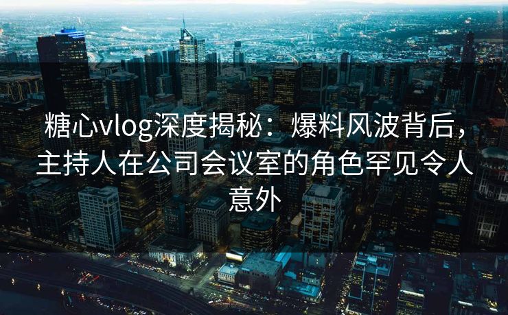 糖心vlog深度揭秘：爆料风波背后，主持人在公司会议室的角色罕见令人意外  第1张