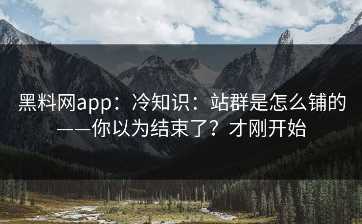 黑料网app：冷知识：站群是怎么铺的——你以为结束了？才刚开始